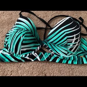 PINK tropical crossbody bikini top.